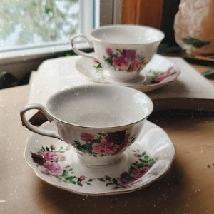 Floral Tea Cups and Saucers
